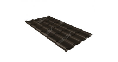 Металлочерепица камея GL 0,5 GreenCoat Pural RR 32 темно-коричневый (RAL 8019 серо-коричневый)