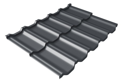 Металлочерепица модульная Квинта Uno Grand Line c 3D резом 0,45 PE RAL 7024 мокрый асфальт купить в Ростове