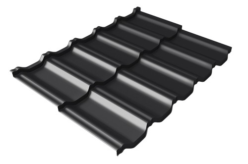 Металлочерепица модульная Квинта Uno Grand Line c 3D резом 0,5 Satin Мatt RAL 9005 черный купить в Ростове
