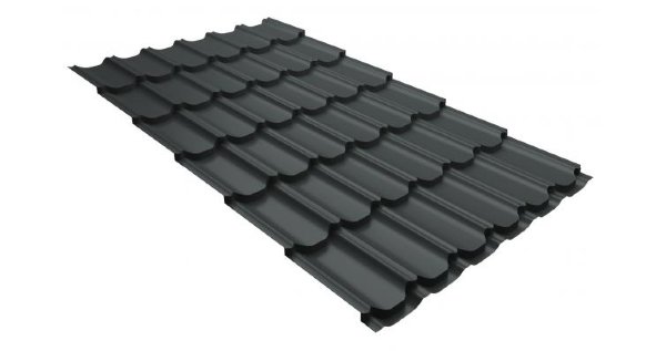 Металлочерепица квинта плюс 0,5 GreenCoat Pural RR 23 темно-серый (RAL 7024 мокрый асфальт) купить в Ростове